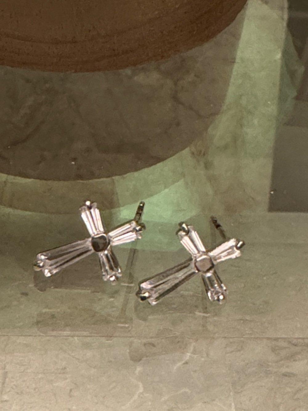 .925 Crystal Cross Stud Earrings